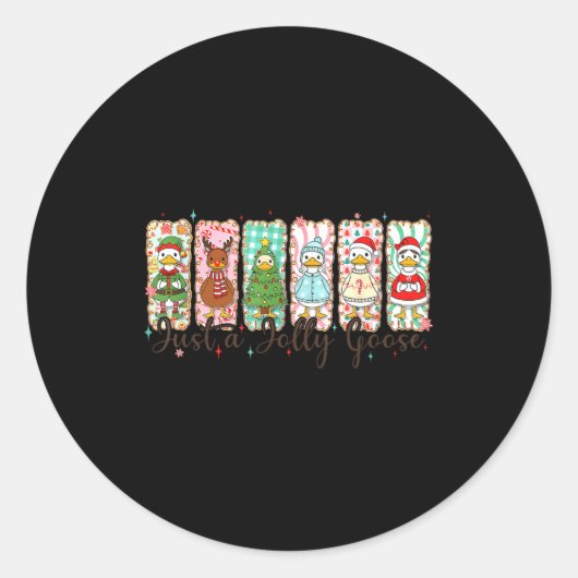 Just A Jolly Goose Funny Christmas Men Women Kids Runder Aufkleber (Vorderseite)