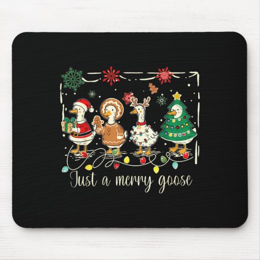 Just A Jolly Goose Funny Silly Goose Santa Christm Mousepad (Vorne)