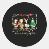 Just A Jolly Goose Funny Silly Goose Santa Christm Runder Aufkleber (Vorderseite)
