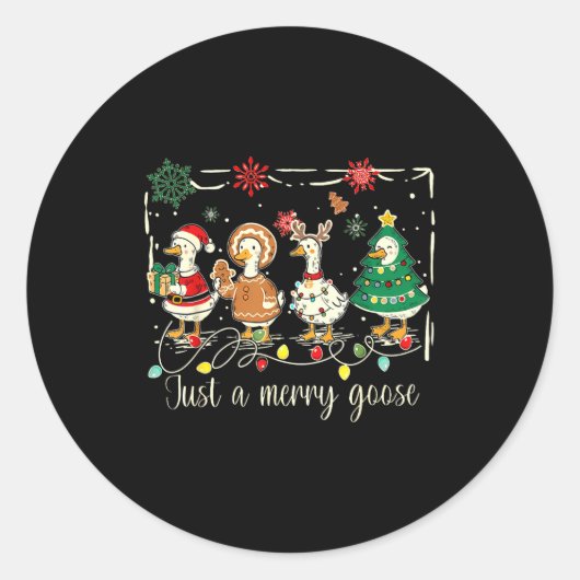 Just A Jolly Goose Funny Silly Goose Santa Christm Runder Aufkleber (Vorderseite)