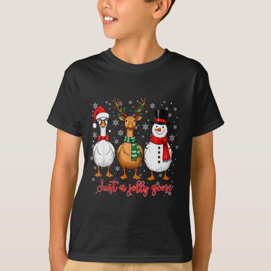 Just A Jolly Goose Merry Goosemas Christmas Santa T-Shirt (Vorderseite)