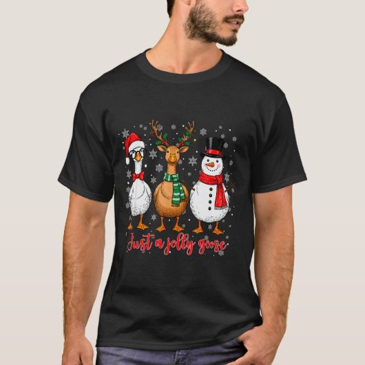Just A Jolly Goose Merry Goosemas Christmas Santa T-Shirt (Vorderseite)