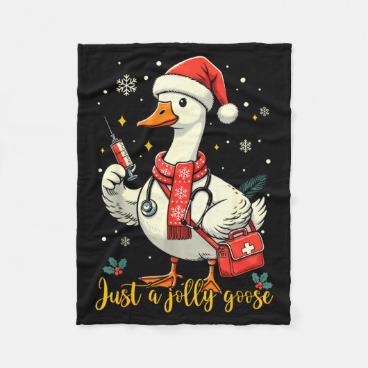 Just A Jolly Goose Nurse Christmas Funny Goose Nur Fleecedecke (Vorderseite)