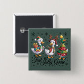 Just A Jolly Goose Patchwork Christmas Duck Funny  Button (Vorne & Hinten)