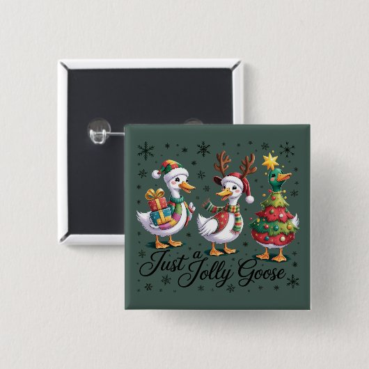 Just A Jolly Goose Patchwork Christmas Duck Funny  Button (Vorne & Hinten)