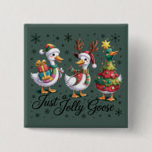 Just A Jolly Goose Patchwork Christmas Duck Funny  Button (Vorderseite)