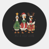 Just A Jolly Goose Xmas Merry Christmas Funny Runder Aufkleber (Vorderseite)