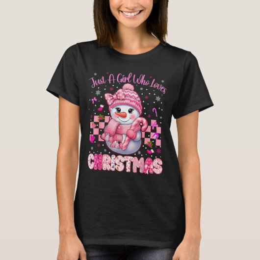 Just A Little Girl Who Loves Christmas Nk Snowman T-Shirt (Vorderseite)