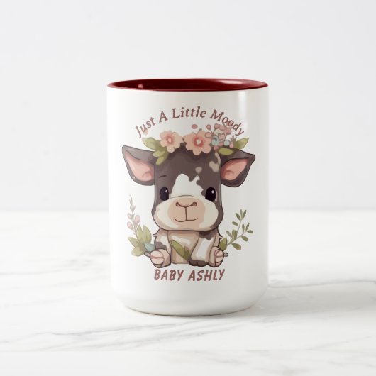 Just A Little Moody cow baby name Zweifarbige Tasse (Mittel)