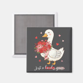 Just A Lovely Goose Bouquet Roses Floral Valentine Magnet (Vorderseite/Rückseite)