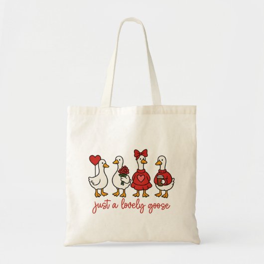 Just a Lovely Goose Cute Goose Tote Bag Tragetasche (Vorne)