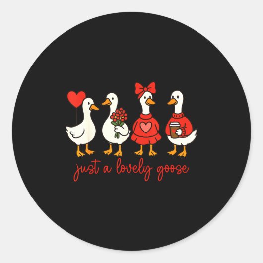 Just A Lovely Goose Cute Nk Silly Goose Valentine' Runder Aufkleber (Vorderseite)