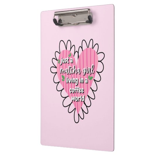 Just a Matcha Girl Heart Aesthetic – Pink Cute Klemmbrett (Links)