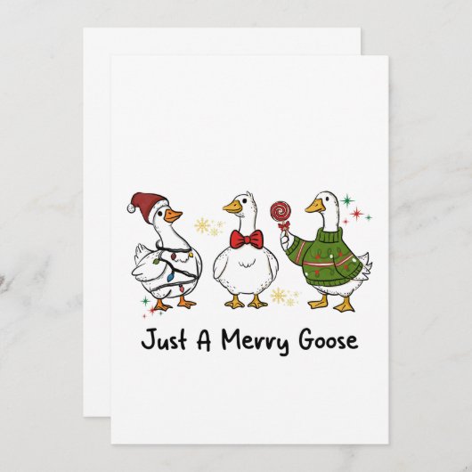 Just A Merry Goose Festive Holiday Design Einladung (Vorne/Hinten)