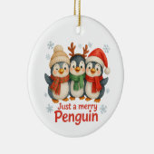 Just a Merry Penguin Christmas Card – Cute Holiday Keramik Ornament (Rechts)