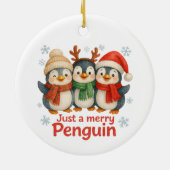 Just a Merry Penguin Christmas Card – Cute Holiday Keramik Ornament (Hinten)