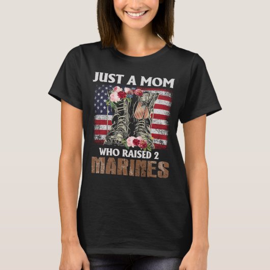 Just A Mom Who Raised Marines American Flag Gifts T-Shirt (Vorderseite)