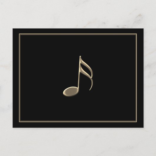 "Just a Note" Gold Musiknote Black Postcard Postkarte (Vorderseite)