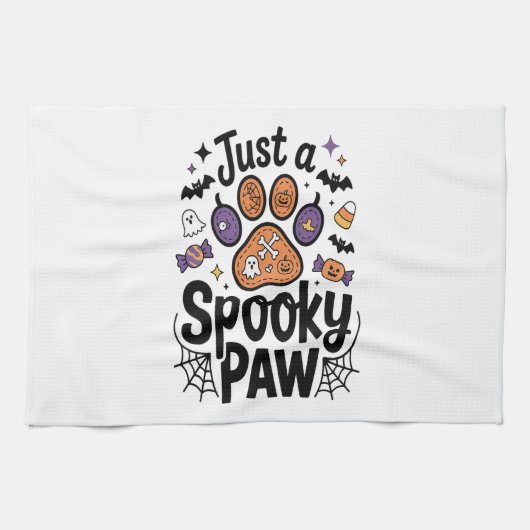 Just A Spooky Paw PNG, Dog Halloween Geschirrtuch (Horizontal)