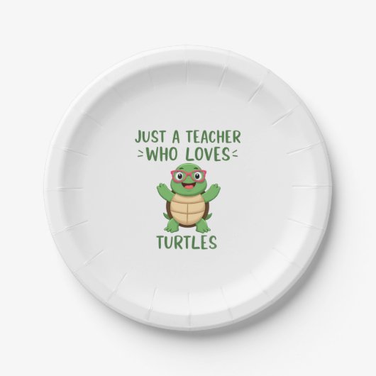 Just a Teacher Who Loves Turtles Turtle Lover Educ Pappteller (Vorderseite)