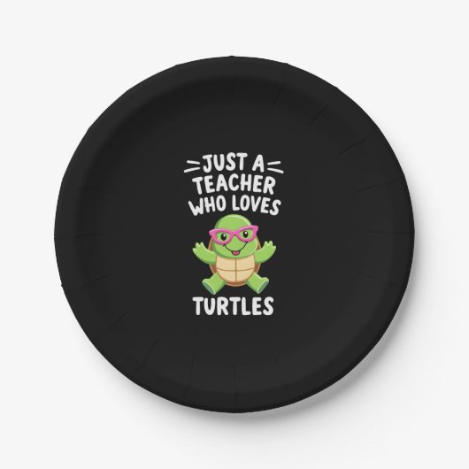 Just a Teacher Who Loves Turtles Turtle Lover Educ Pappteller (Vorderseite)