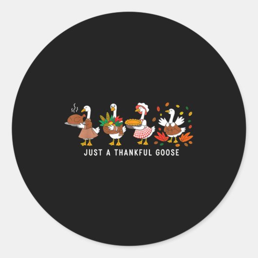 Just A Thankful Goose Silly Thanksgiving Fall  Runder Aufkleber (Vorderseite)