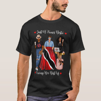 Just A Trinis Bestie Living Her Best Life Afro Tri T-Shirt