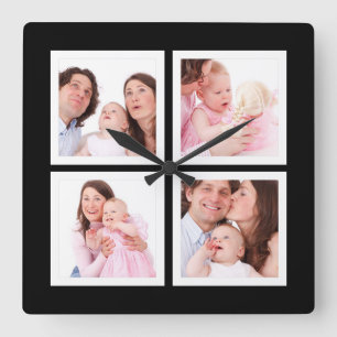 Just Add Photos Four Instagram Pics Quadratische Wanduhr