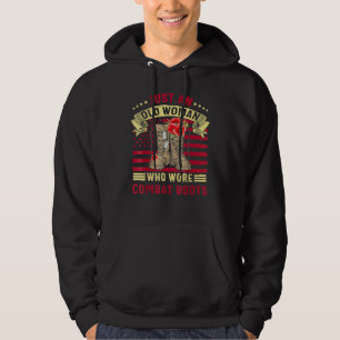Just An Old Woman Who Wore Fighting Boots Veteran Hoodie
