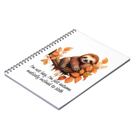 Just Autumn Matically Inclined to Sloth Notizblock (Linke Seite)