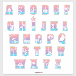 JUST BEACHY ALPHABET AUFKLEBER