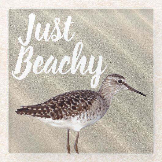 Just Beachy Coastal Sand Piper Bird Glasuntersetzer (Vorderseite)