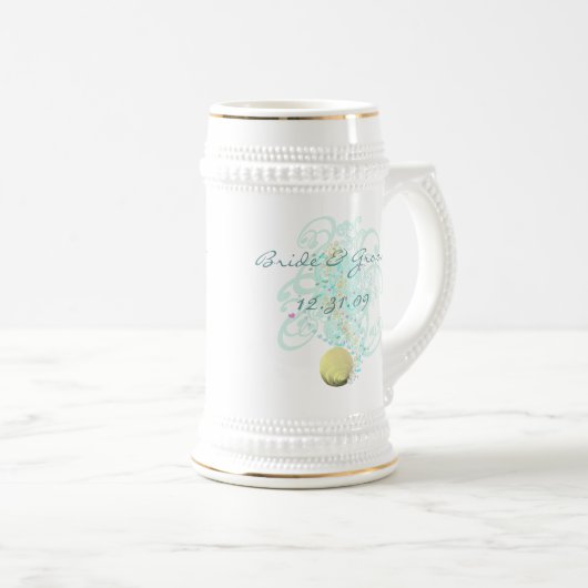 Just Beachy Wedding Stein mit Muschel und Wirbel Bierglas (VorderseiteRechts)