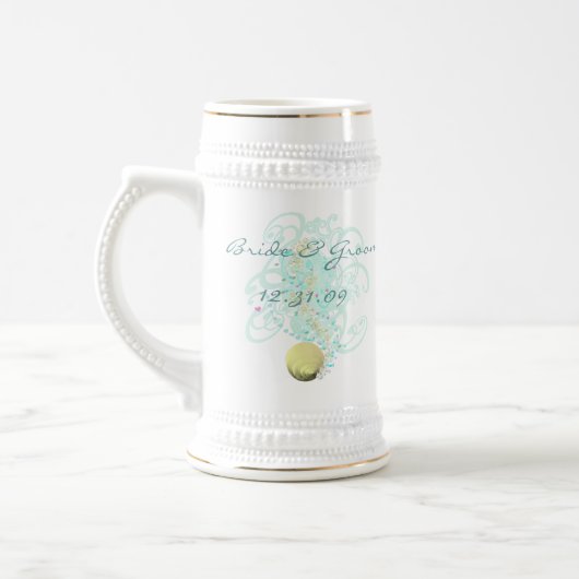 Just Beachy Wedding Stein mit Muschel und Wirbel Bierglas (Links)