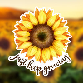 "Just Behalt Growing" Sonnenblumenaufkleber Aufkleber