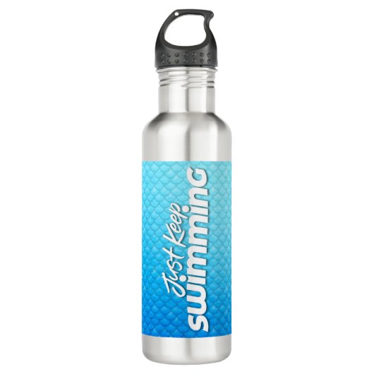"Just Behalt Swimming" Blaue Waage Schwimmbad Lebe Edelstahlflasche (Vorderseite)