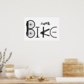 "Just Bike" Graffiti aus Fahrradteilen & Reißspure Poster (Küche)