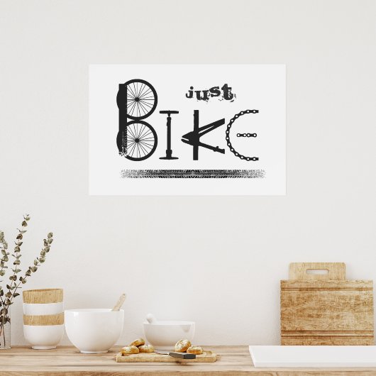"Just Bike" Graffiti aus Fahrradteilen & Reißspure Poster (Küche)