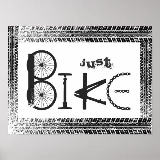 "Just Bike" Graffiti aus Fahrradteilen & Reißspure Poster (Vorne)