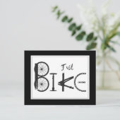 "Just Bike" Graffiti aus Fahrradteilen & Reißspure Postkarte (Stehend Vorderseite)