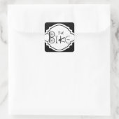 "Just Bike" Graffiti aus Fahrradteilen & Reißspure Quadratischer Aufkleber (Tasche)