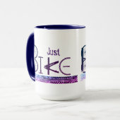 "Just Bike" Graffiti aus Fahrradteilen & Reißspure Tasse (Vorderseite Links)