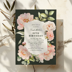 Just Blush Floral 80. Geburtstag  Einladung