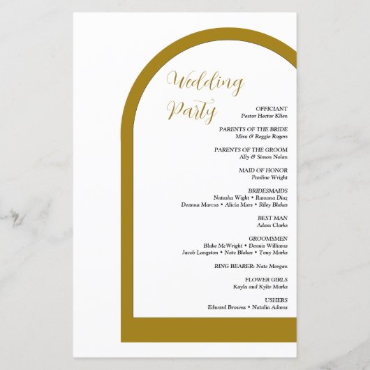 Just Boho Arch Script Text Wedding Program (Rückseite)
