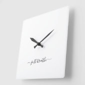 Just breathe black elegant script yoga large clock quadratische wanduhr (Winkel)