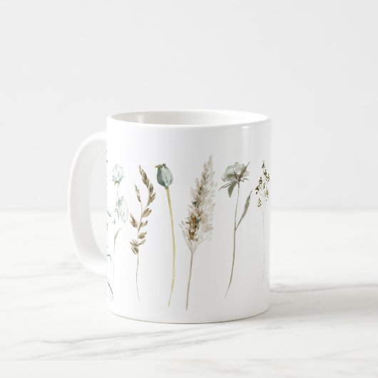 "Just Breathe" Boho Minimalistisch Kaffeetasse (Vorderseite Links)