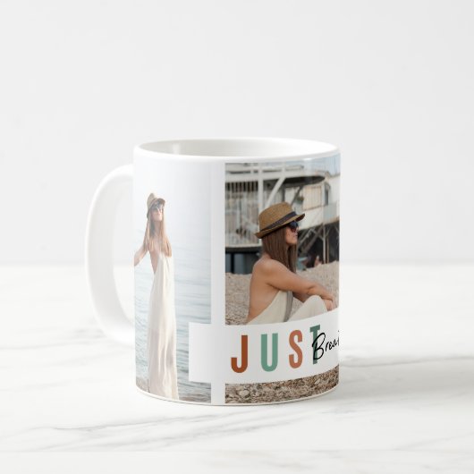 "Just Breathe" Foto Collage Geschenk Kaffeetasse (Vorderseite Links)