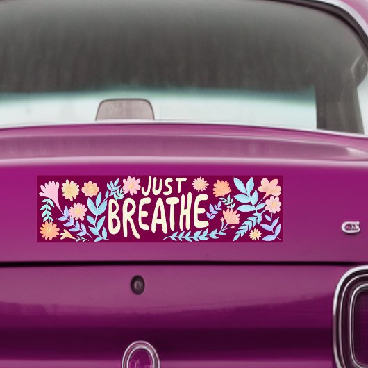 JUST BREATHE Hübsche florale botanische Autoaufkleber