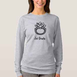 Just Breathe Minimalist Succulent Lotus Grafik T-Shirt