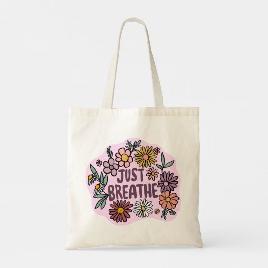 JUST BREATHE Niedliche Daisy Hand Gezeichnet Tragetasche (Rückseite)
